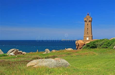 Lighthouse of Ploumanac H, Brittany, France Stock Image - Image of ...