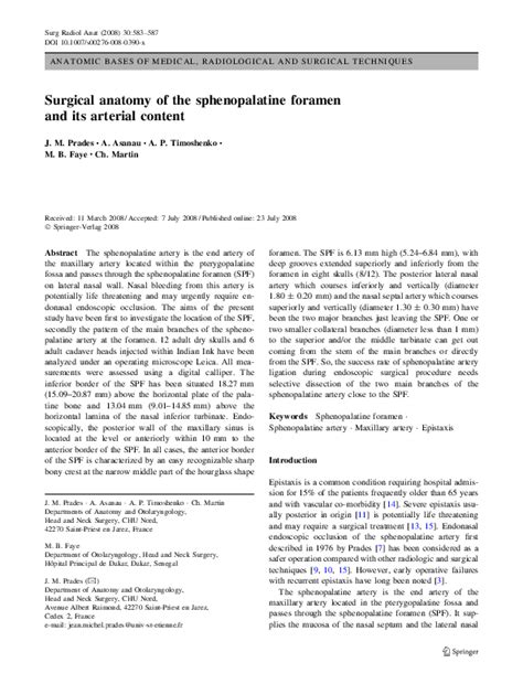 (PDF) Surgical anatomy of the sphenopalatine foramen and its arterial ...