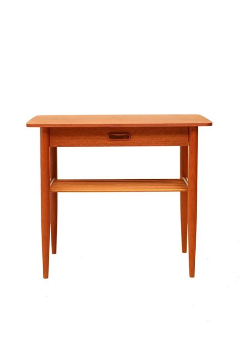 Mid Century Teak Side Table With Magazine Rack Danish Modern Design