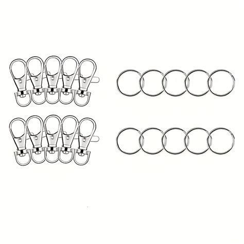 5pairs Set Metal Swivel Lanyard Snap Hook With Key Rings Hooks Keychain