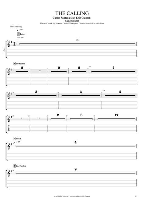 The Calling Tab by Santana (Guitar Pro) - Full Score | mySongBook