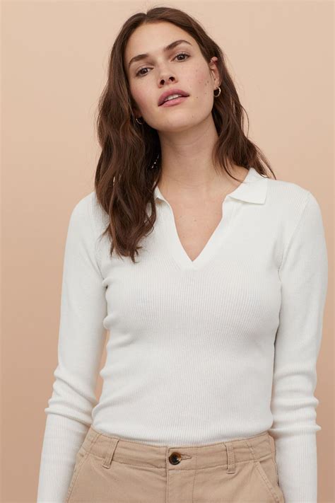 Collared Ribbed Sweater In 2020 Ribbed Sweater Sweaters Ripped