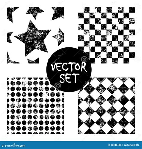 Reeks Vector Naadloze Patronen Creatieve Geometrische Zwart Witte