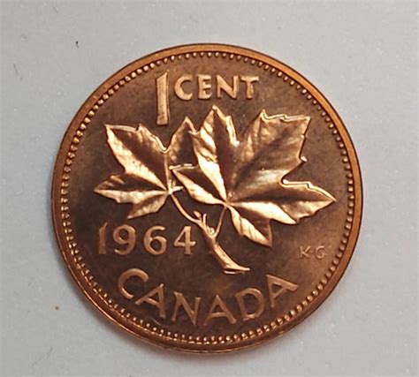 1964 Canadian Penny Proof Pl Uncirculated One Cent Coin Queen Elizabeth