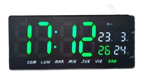 Reloj Digital De Pared Led Calendario Fecha Y Temperatura Cuotas Sin