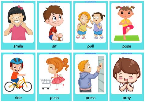 Free Printable Action Verbs Flashacards 5 About Preschool