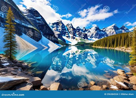 Beautiful Moraine Lake In Banff National Park Alberta Canada Moraine