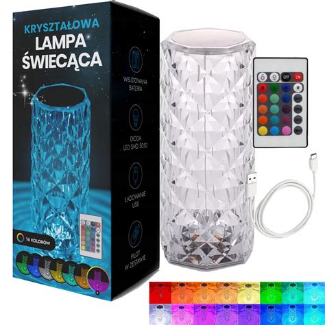 Kryszta Owa Lampa Wiec Ca Led Rgb R A Mieni Ca Usb C Pilot Dotyk