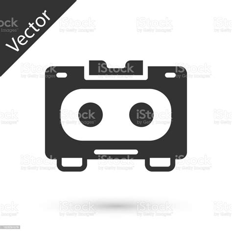 Grey Retro Audio Cassette Tape Icon Isolated On White Background Vector Stock Illustration