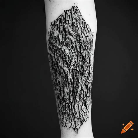 Detailed Black And White Tree Bark Tattoo Design On Craiyon