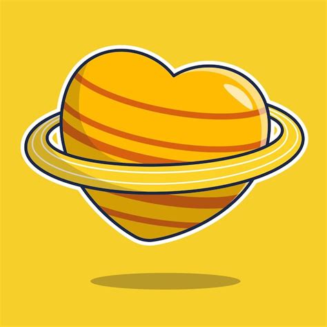 Premium Vector Cute Love Saturn Planet In Space Cartoon Vector Icon