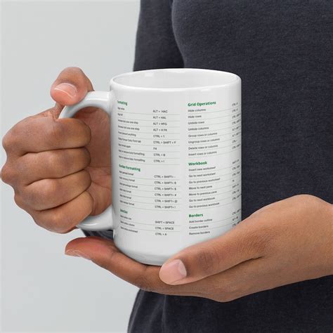 Excel Shortcut Mug Excel Shortcuts White Glossy Mug Etsy