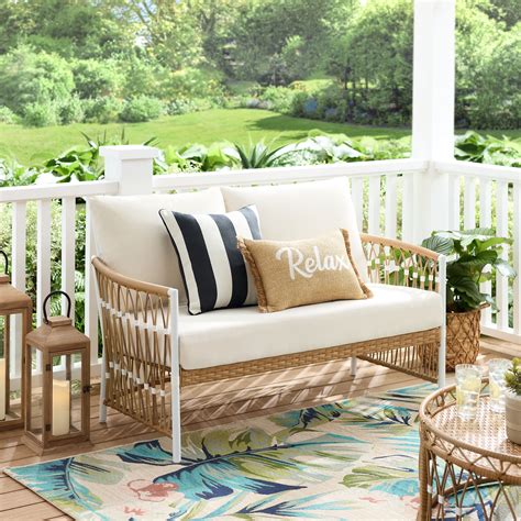 Better Homes Gardens Lilah Outdoor Wicker Loveseat White Walmart