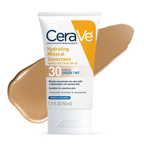 Buy Cerave Hydrating Mineral Sunscreen Spf With Sheer Tint Tinted