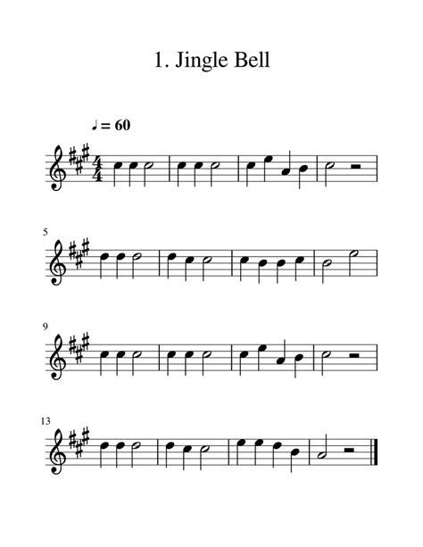 Elementary 1 1 Jingle Bell Sheet Music For Violin Solo