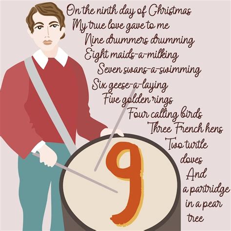 Premium Vector The Twelve Days Of Christmas Ninth Day Nine Drummers