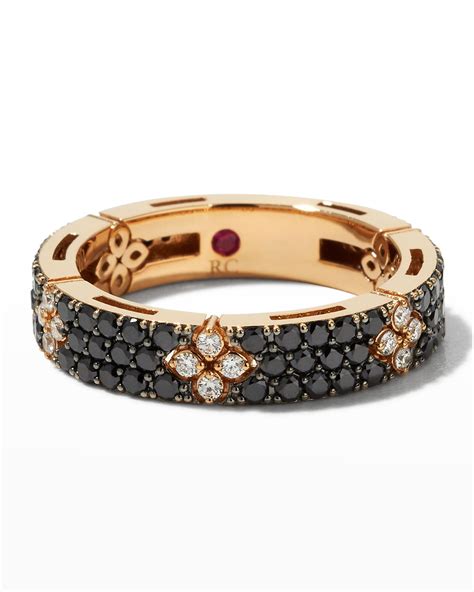 Roberto Coin Love In Verona 18k Rose Gold Black Diamond Ring One