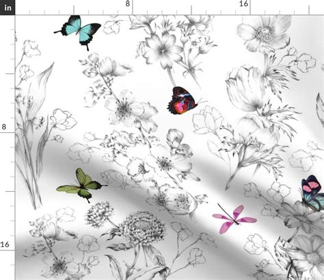 Butterflies Fabric Le Papillon By Willowlanetextiles Butterfly Sketch