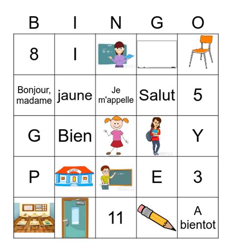 Dans La Salle De Classe Bingo Card