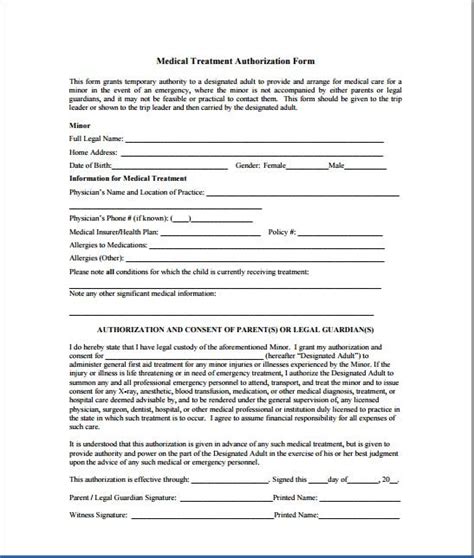 Medical Treatment Authorization And Consent Form Template Doctemplates