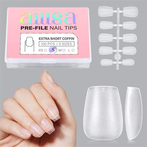 Aillsa Extra Short Coffin Nail Tips 5 Sized S Soft Gel Full Cover Nail Tips No More