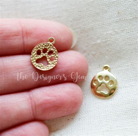 Gold Dog Paw Charm 24kt Gold Vermeil 15 X 12mm Gold Dog Etsy