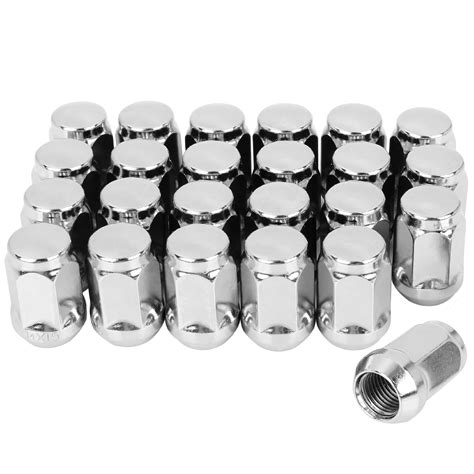 X Autohaux Car Chrome Wheel Lug Nuts Bulge Acorn Cone Seat Steel Racing