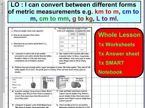 Convert Different Forms Of Metric Units Mass Capacity Length Conversion Ks2 5 6 Whole Lesson