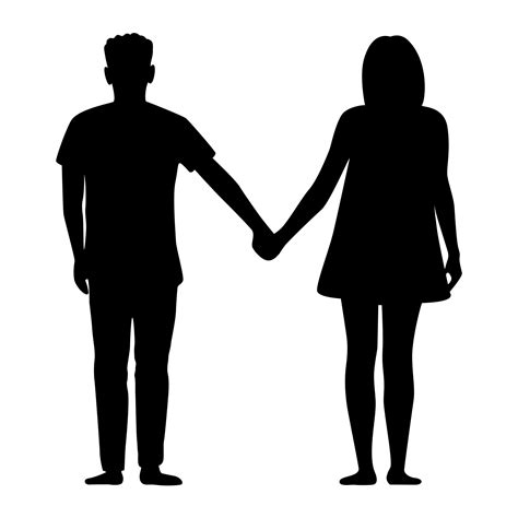 Silhouette Man And Woman Hold Hands 8024832 Vector Art At Vecteezy