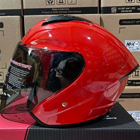 Jual Helm Nhk N Elite Solid Red Single Visor Shopee Indonesia