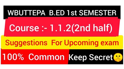 B Ed St Semester Suggestions Course Nd Half Wbuttepabed