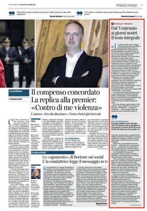 Il Colonnino Del Corriere Della Sera Con Il Monologo Di Antonio Scurati