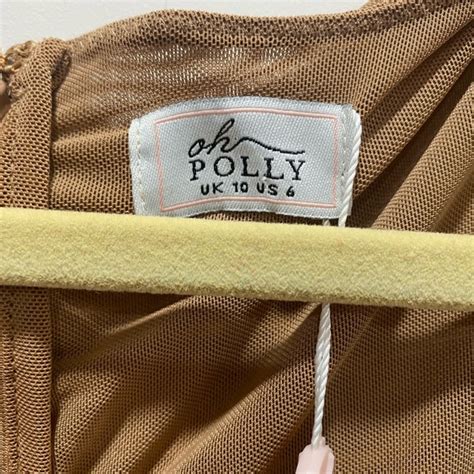 Oh Polly Dresses Ohpolly Sexy Nude Tan Mesh Puff Sleeve Sheer Dress