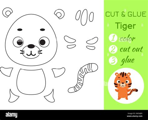 Color Cut And Glue Paper Little Tiger Cut And Paste Crafts Activity