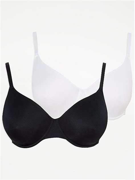 Monochrome Underwired Non Padded Bras 2 Pack Lingerie George At Asda