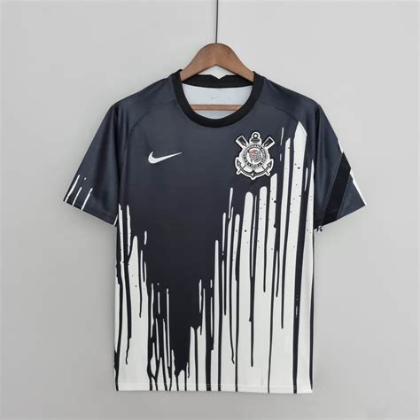 Camisa De Treino Do Corinthians Preto Branco Torcedor Estoque