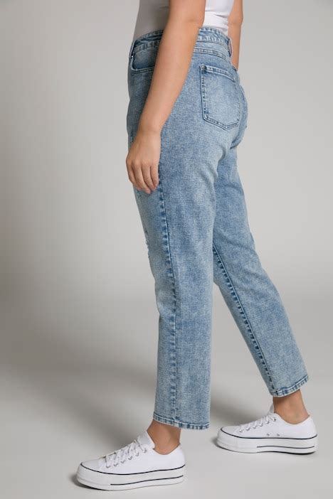 Mom Jeans Destroy Effekte 5 Pocket Form Komfortbund Hose Hosen