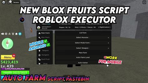 BLOX FRUITS Script Mobile AUTO FARM AUTO QUEST FRUIT MASTERY AUTO