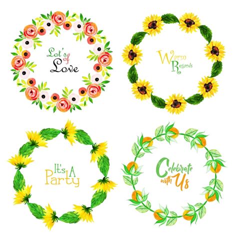 Free Vector Watercolor Floral Wreath Collection