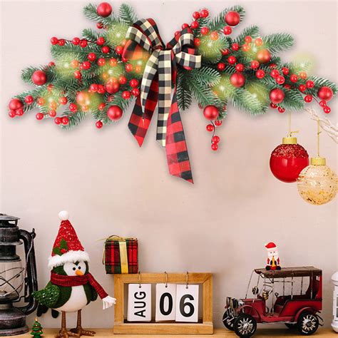 Lmueinov Christmas Swags For Decorating Outdoor Garland Christmas Swag