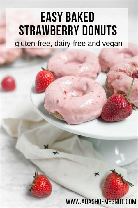 Strawberry Donuts On A White Plate With Strawberries