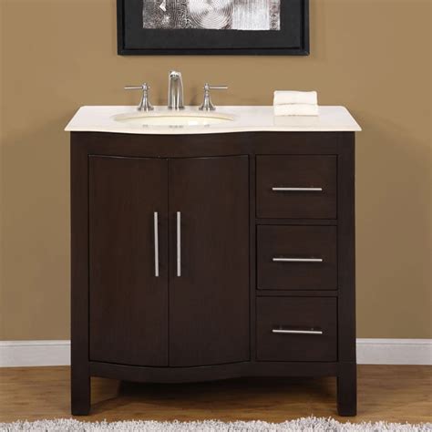 Silkroad Exclusive Natural Stone Countertop Bathroom Single Sink Vanity