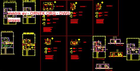 Proje Sitesi Elektrik Ev Autocad Projesi