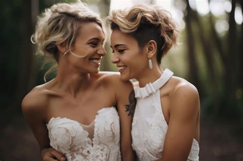 Premium Ai Image Lesbian Couple Wedding