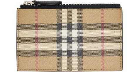 Burberry Beige And Black Check Card Holder For Men Lyst Australia