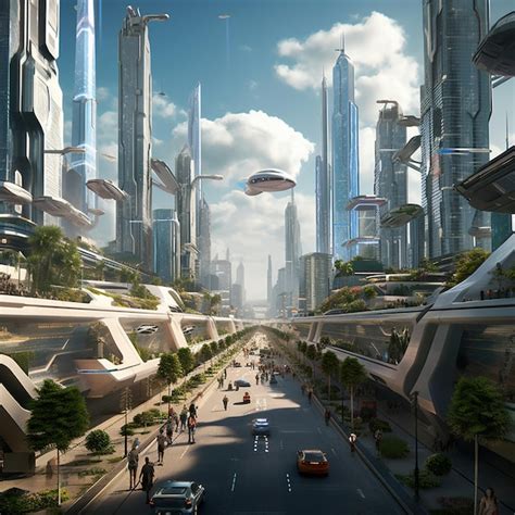 A Futuristic City With A Street And A City With A Sky Background