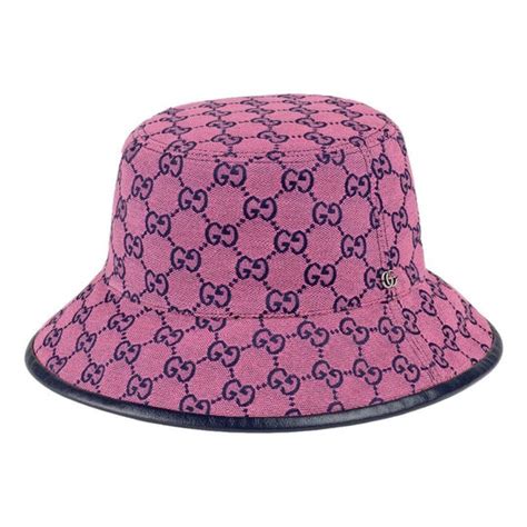 Wmns Gucci Gg Monogram Multicolor Reversible Bucket Hat Pink Blue