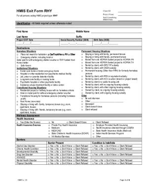 Fillable Online HMIS Universal Exit Form Fax Email Print PdfFiller