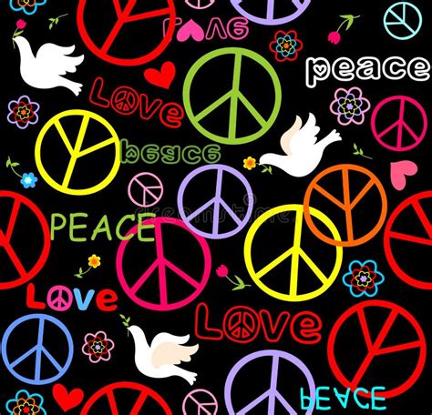 Hippie Wallpaper with Peace Symbol and Doves Stock Vector ...