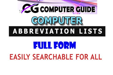 Lists Of All Common And Basic Computer Abbreviation Acronyms For All